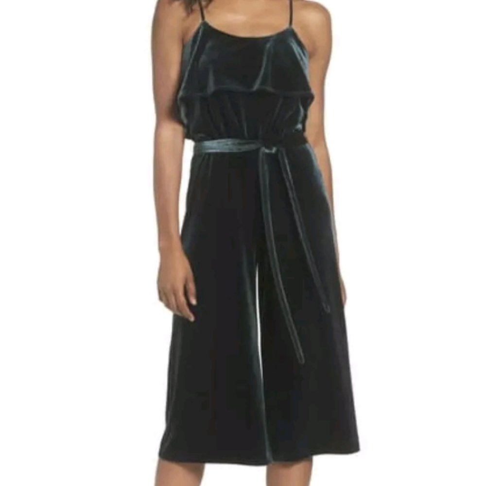 ALI & JAY Hustle Velour Culotte Jumpsuit in Spruce NWT size M